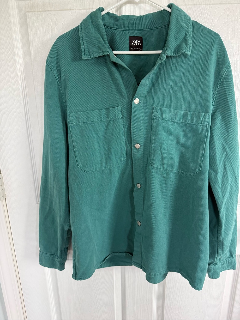 Zara Kelly Green Oversized Button Down Shirt XL Fall Layering Shacket Granola